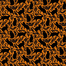 Hallow's Eve Orange Black Cat Damask 27088-54 Orange Black