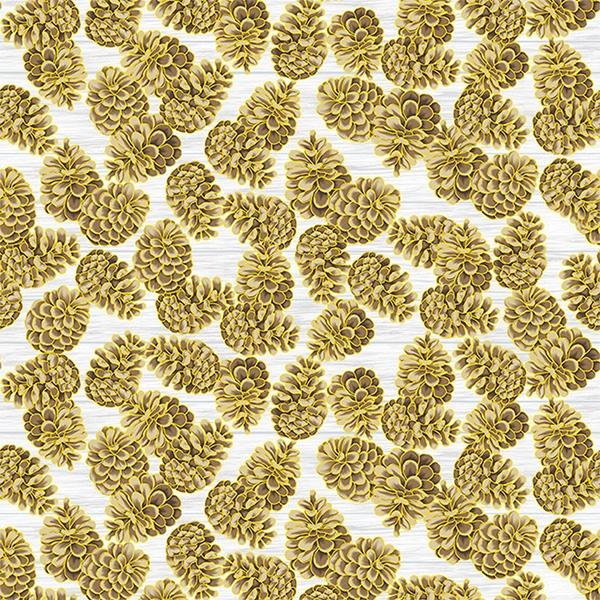 Home Sweet Home Brown/Gold Metallic Pinecones T7756-6G-BROWN-GOLD - Quilting by the Bay