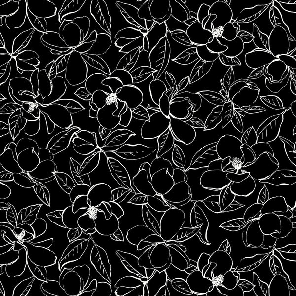 Magnolias Black/White Magnolia Flowers MAGN04243-KW - Quilting by the Bay