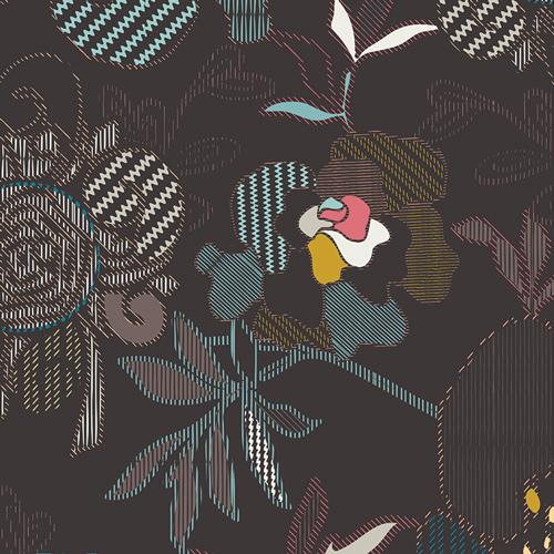 Stitched Anthomania Deep Black Floral ETN-50040 - Quilting by the Bay