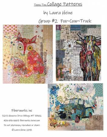 Teeny Tiny Collage Pattern Group 2 Old Blue Truck, Freida Fox, and Abilene Cow - Quilting by the Bay