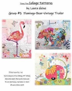 Teeny Tiny Collage Pattern Group 3 Flamingo, Bear and Vintage Trailer
