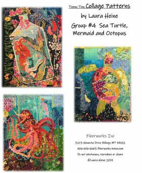 Teeny Tiny Collage Pattern Group #4 - Sea Turtle, Mermaid, and Octopus