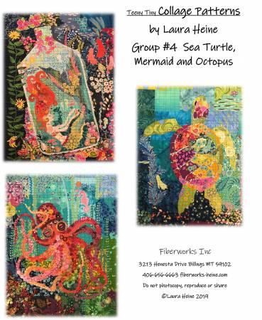 Teeny Tiny Collage Pattern Group 4 Sea Turtle, Mermaid, and Octopus - Quilting by the Bay