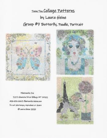 Teeny Tiny Group 7 Collage Pattern Butterfly, Poodle, and Portrait - Quilting by the Bay