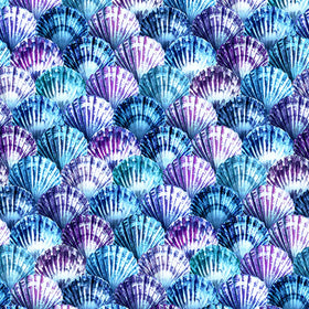 Tides of Color Cerulen Scallop Shells V5262-258 Digital Print