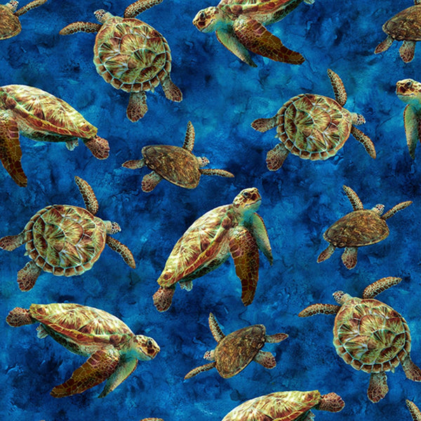 Tides of Color Cobalt Sea Turtles V5258-17 Digital Print