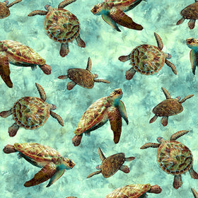 Tides of Color Seafoam Sea Turtles V5258-79 Digital Print