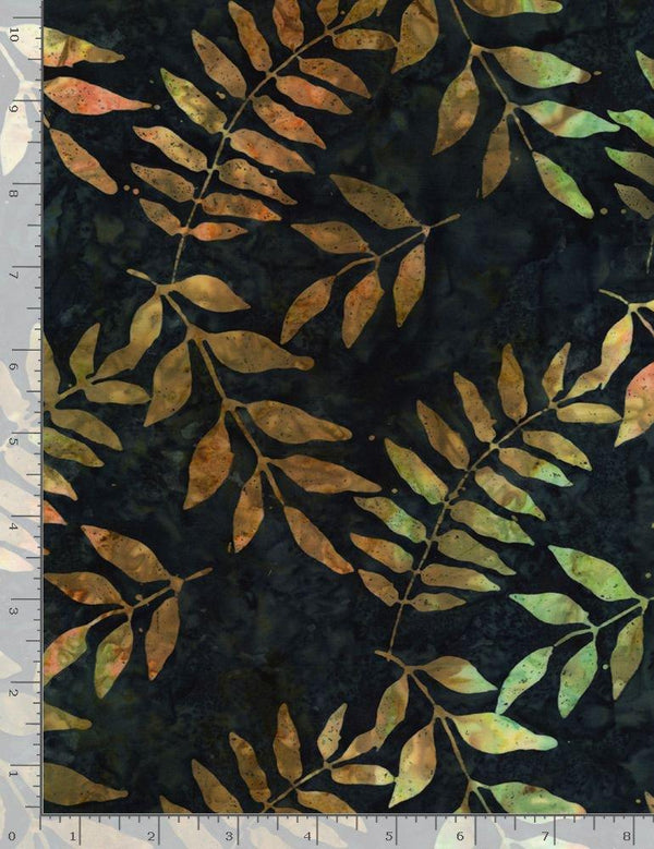 Tonga Batik Horizon Collection Ink Black Walnut Tree Leaves  B7777 INK - Quilting by the Bay
