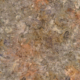 Tonga Moonlit Ash Painted Flowers Batik - B2537 Ash