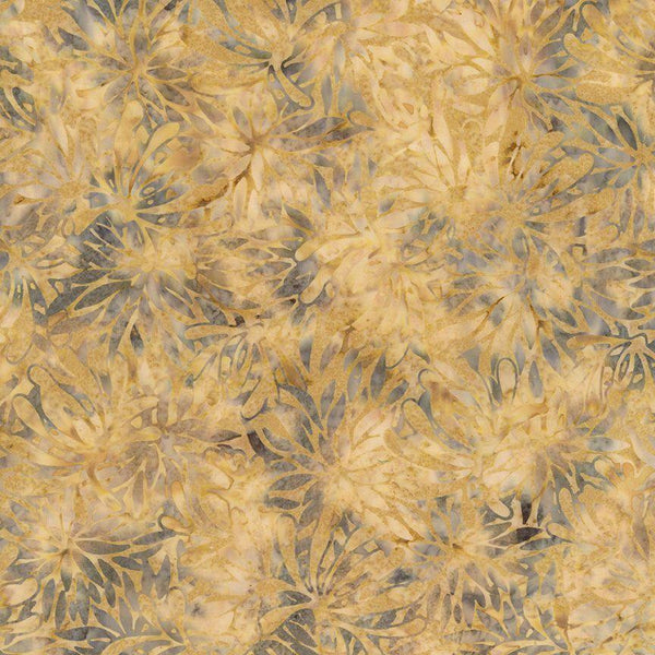 Tonga Moonlit Pine Stamped Flowers Batik - B3082 Pine